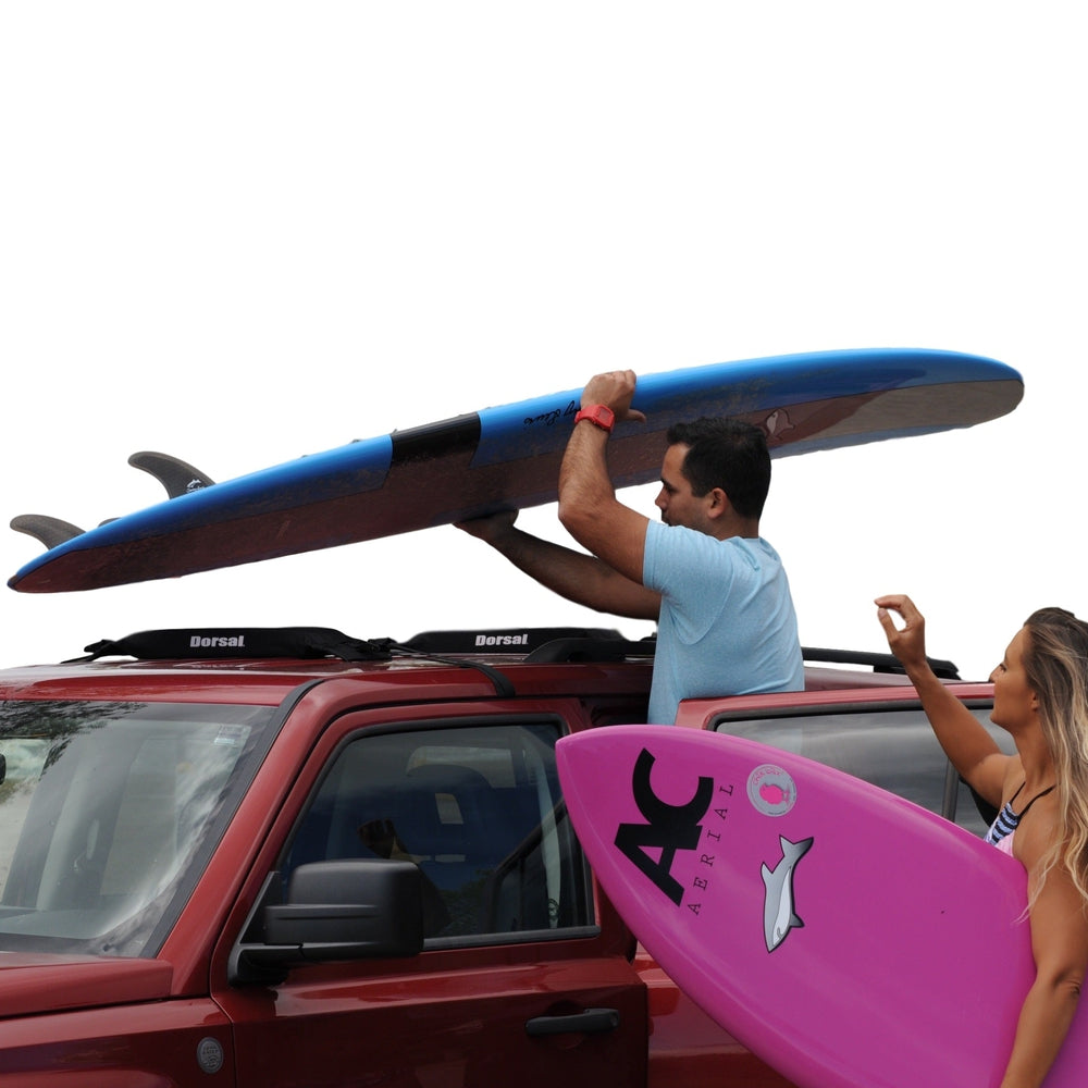 DORSAL Universal Surfboard Car Roof Rack Padded System (Holds Up to 3 Boards) Fits Any Car, Neoprene Buckle Covers Prevent Damage - Pack of 2