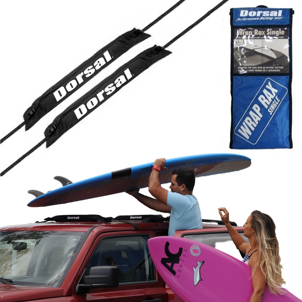 DORSAL Universal Surfboard Car Roof Rack Padded System (Holds Up to 3 Boards) Fits Any Car, Neoprene Buckle Covers Prevent Damage - Pack of 2